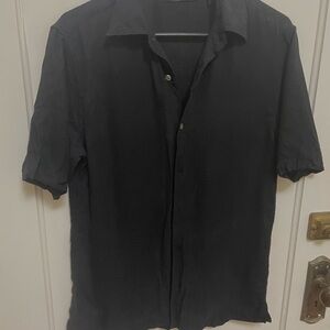 Men's 100% silk Brandini Black Short Sleeve Shirt